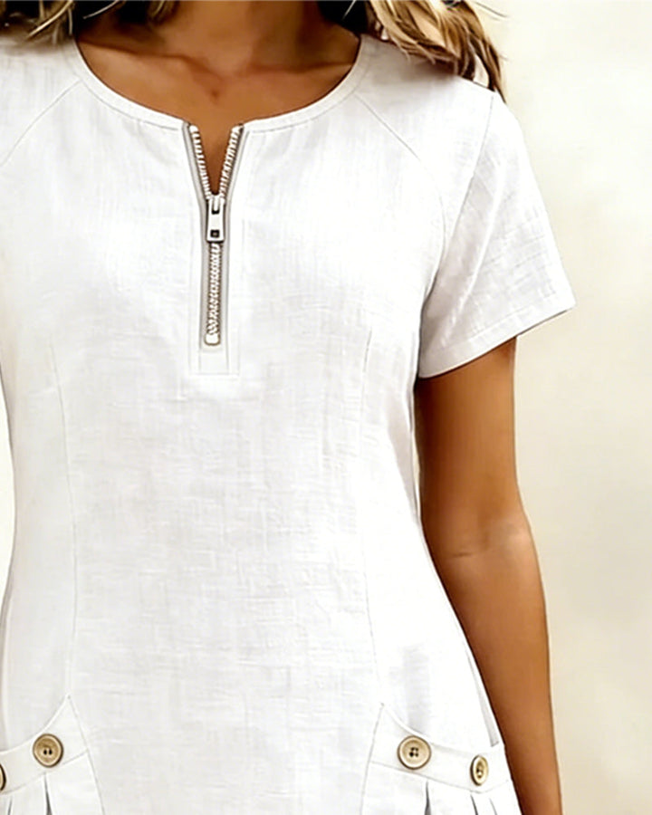 Maria Elena Bay | Cotton Zip-Pocket Dress