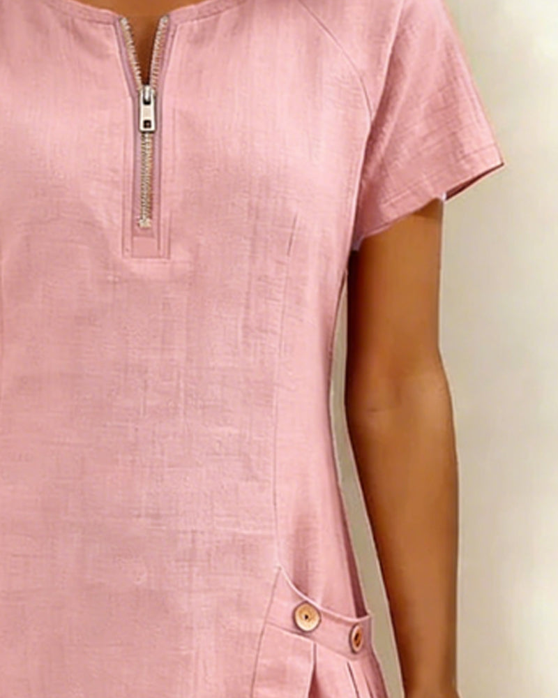 Maria Elena Bay | Cotton Zip-Pocket Dress