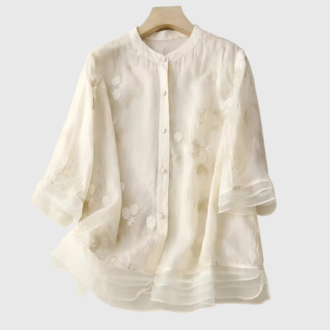 Edena | Elegant Top with Embroidered Flowers