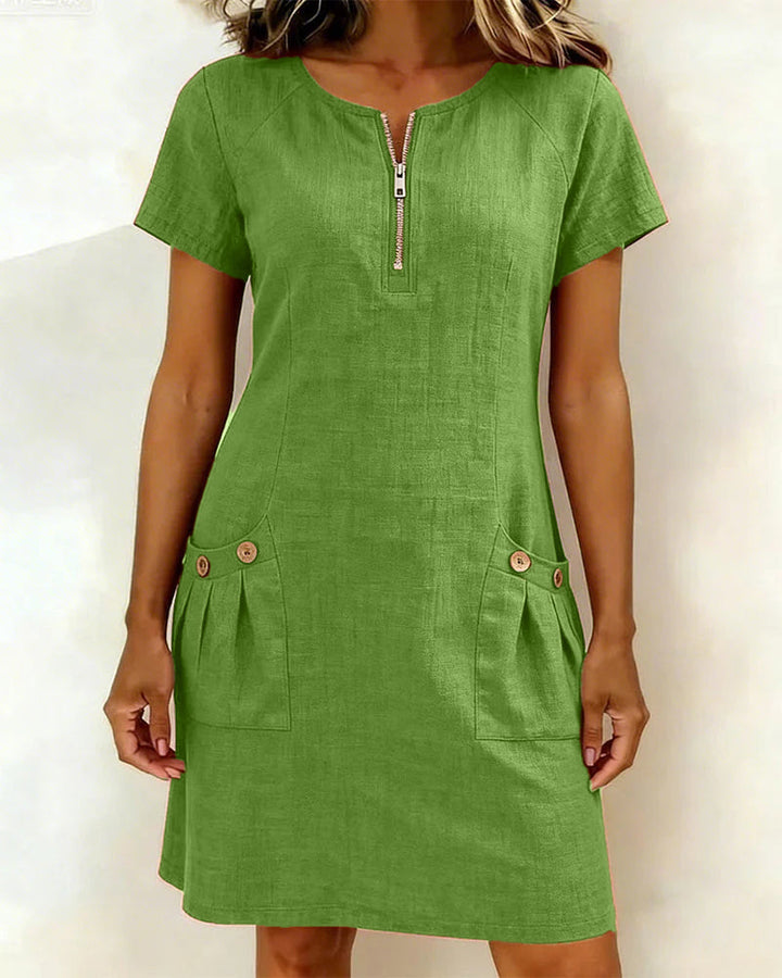Maria Elena Bay | Cotton Zip-Pocket Dress