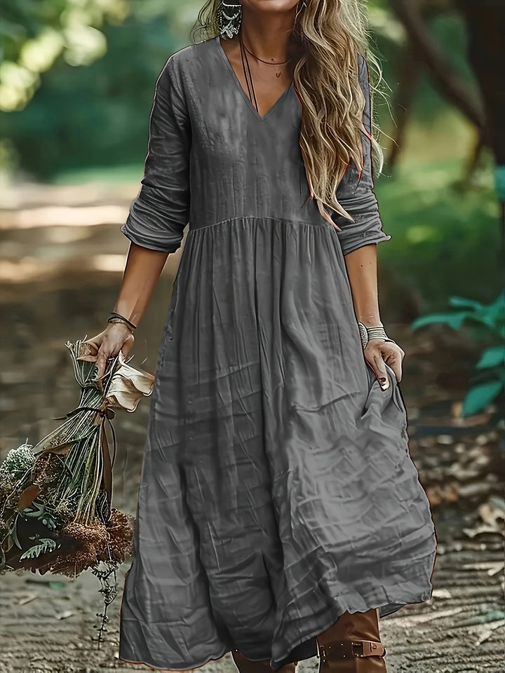 Sharon | Fashionable Long Dress With V Neck