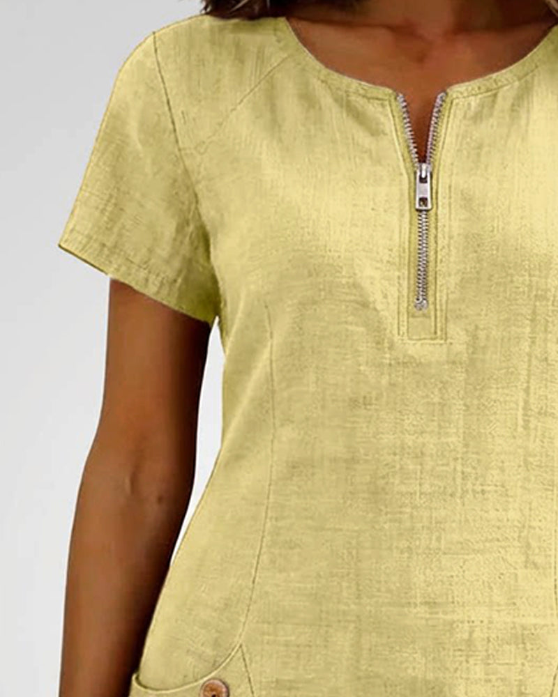 Maria Elena Bay | Cotton Zip-Pocket Dress