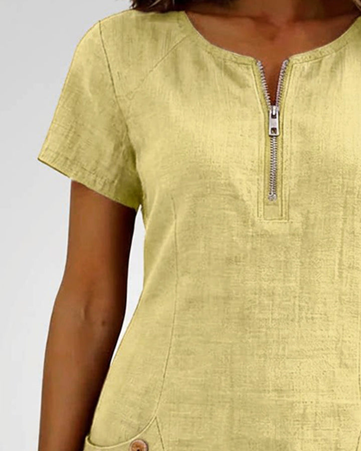 Maria Elena Bay | Cotton Zip-Pocket Dress