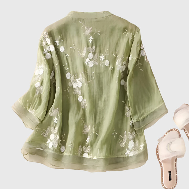 Edena | Elegant Top with Embroidered Flowers