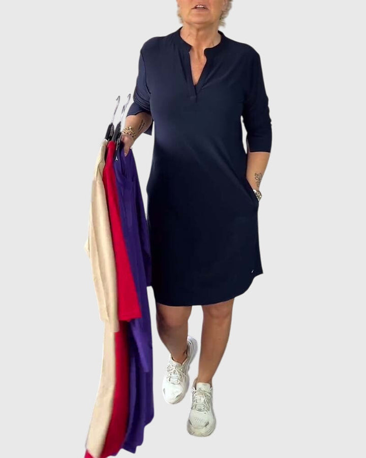 Destiny | Solid V-Neck Dress