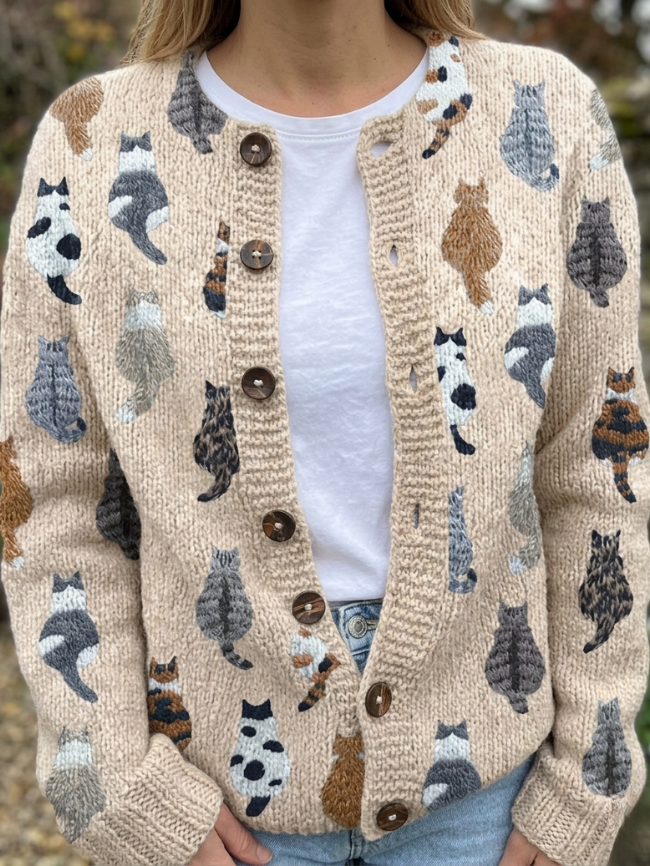 Maria Elena Bay | The Cat Print Cardigan