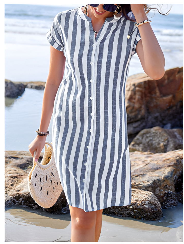 Marthe™ | Elegante Gestreepte Hemdress