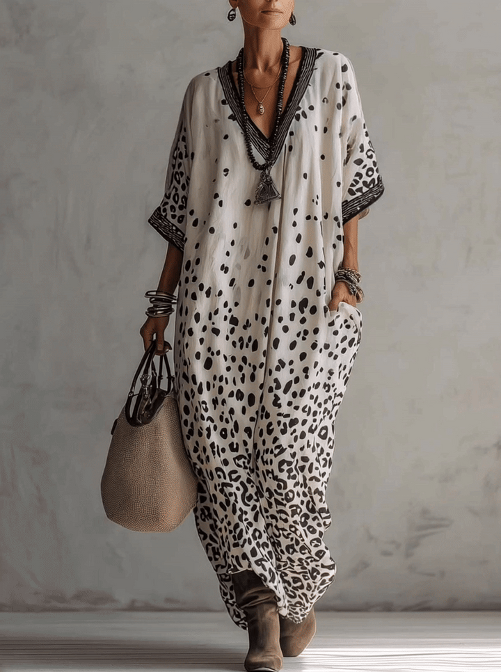 Gradient Leopard Chiffon Maxi Dress