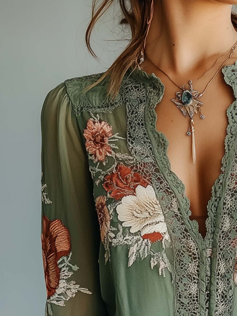 Lara | Floral Printed Lace Blouse