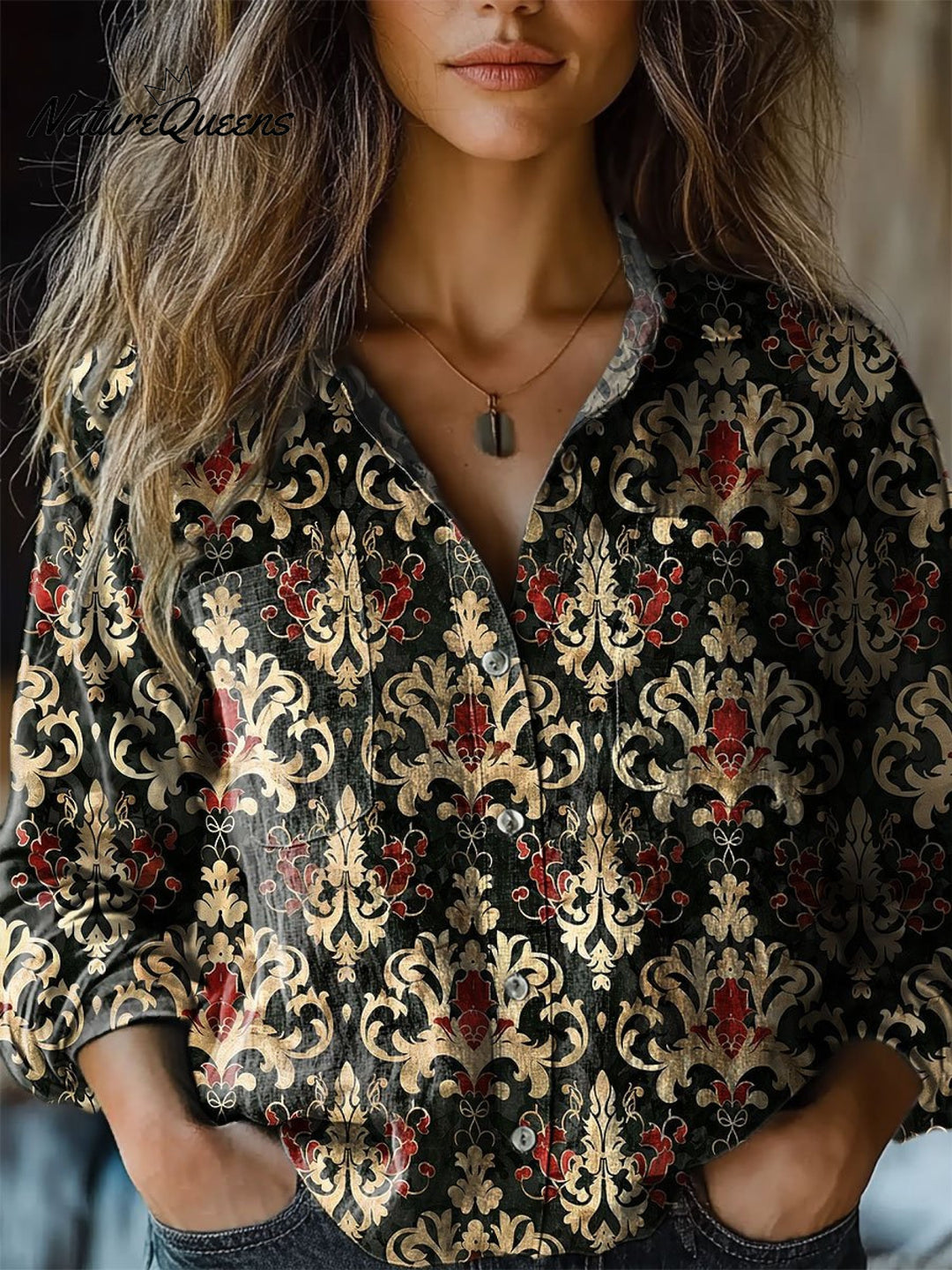 Doris | Women's Retro Flowers Print Casual Long Sleeve Comfortable Cotton Shirt