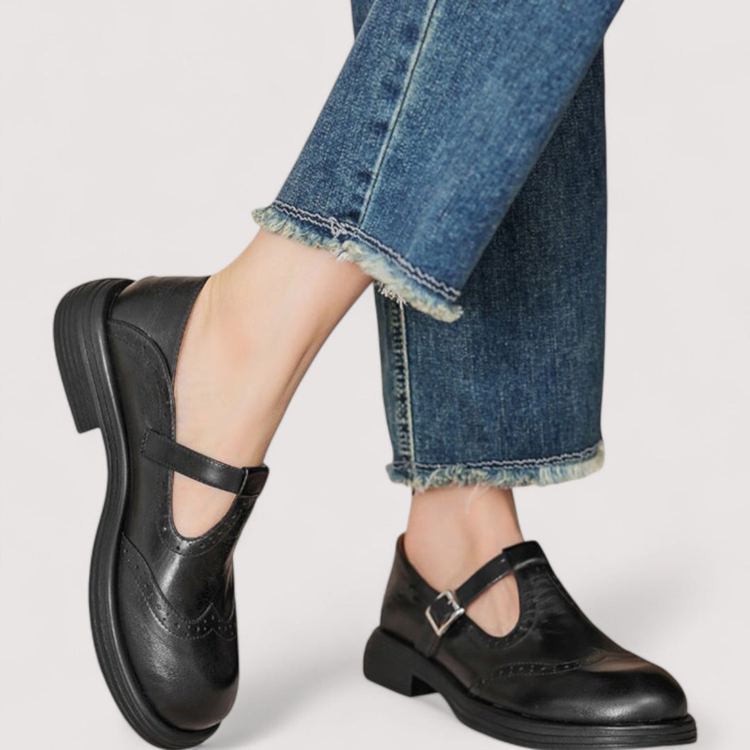 Elaine | Leather Brogue Mary Jane with Comfort Sole