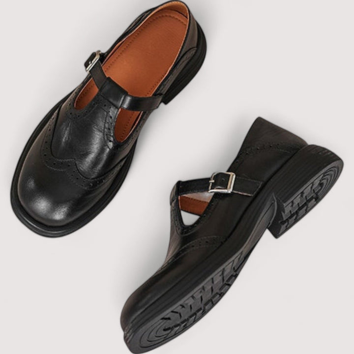 Elaine | Leather Brogue Mary Jane with Comfort Sole