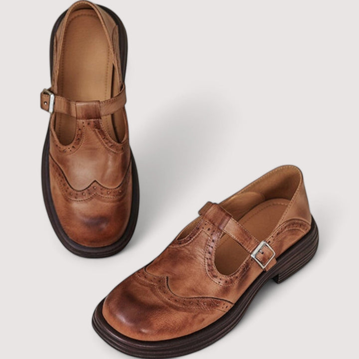 Elaine | Leather Brogue Mary Jane with Comfort Sole