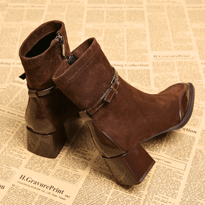 Avenoir | Suede Block Heel Ankle Boot